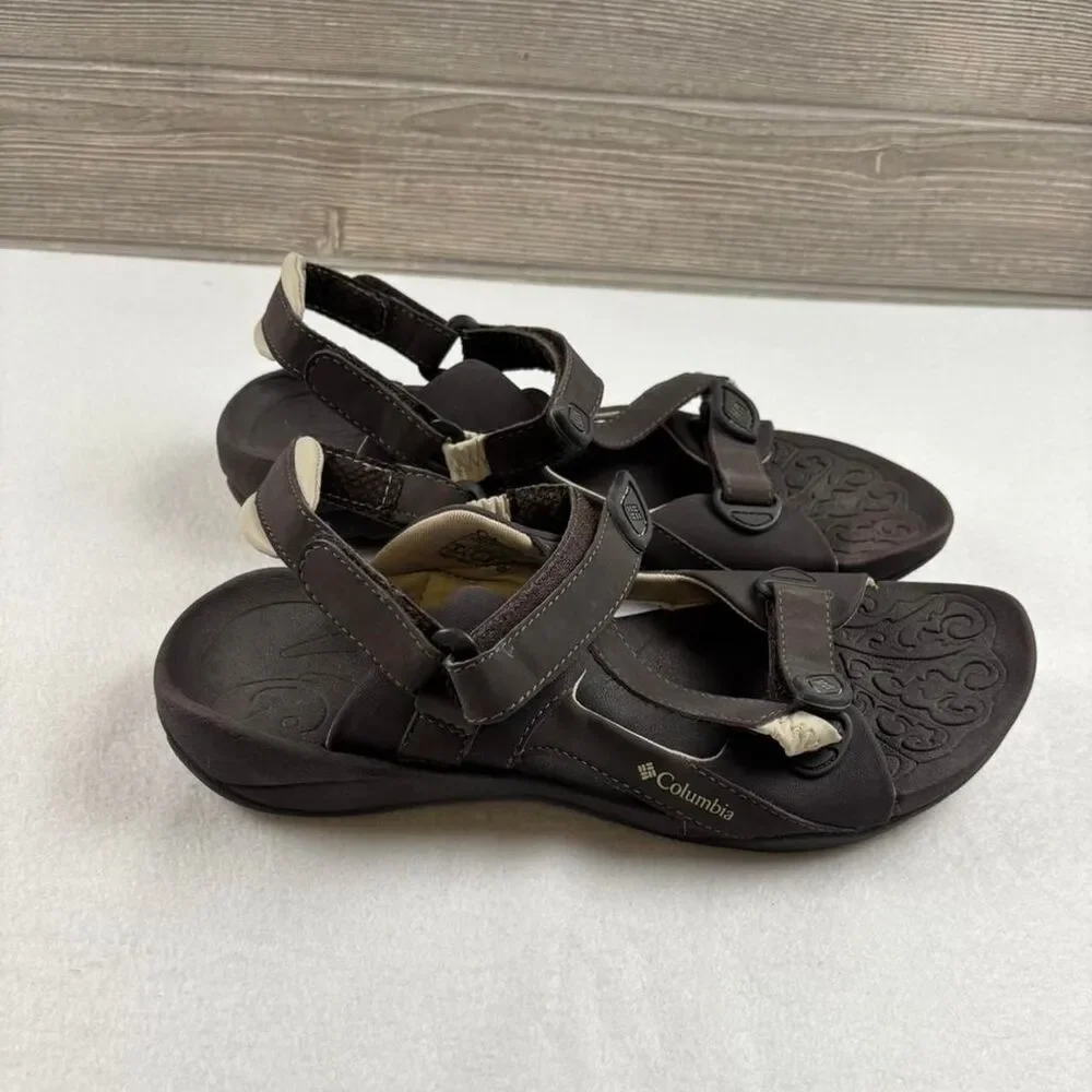 Columbia Brown Leather Hiking Sandals Womens 8 Outdoor Trail Sport Adjustable